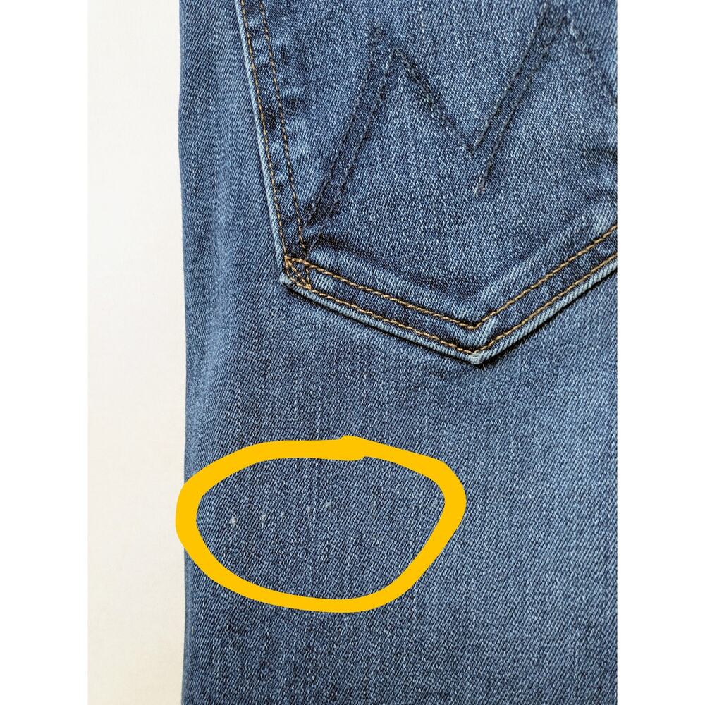 MOTHER Hustler Roller Heel 24 Blue High Rise Wide Leg Clean Hem Full Length 31" - Picture 11 of 15